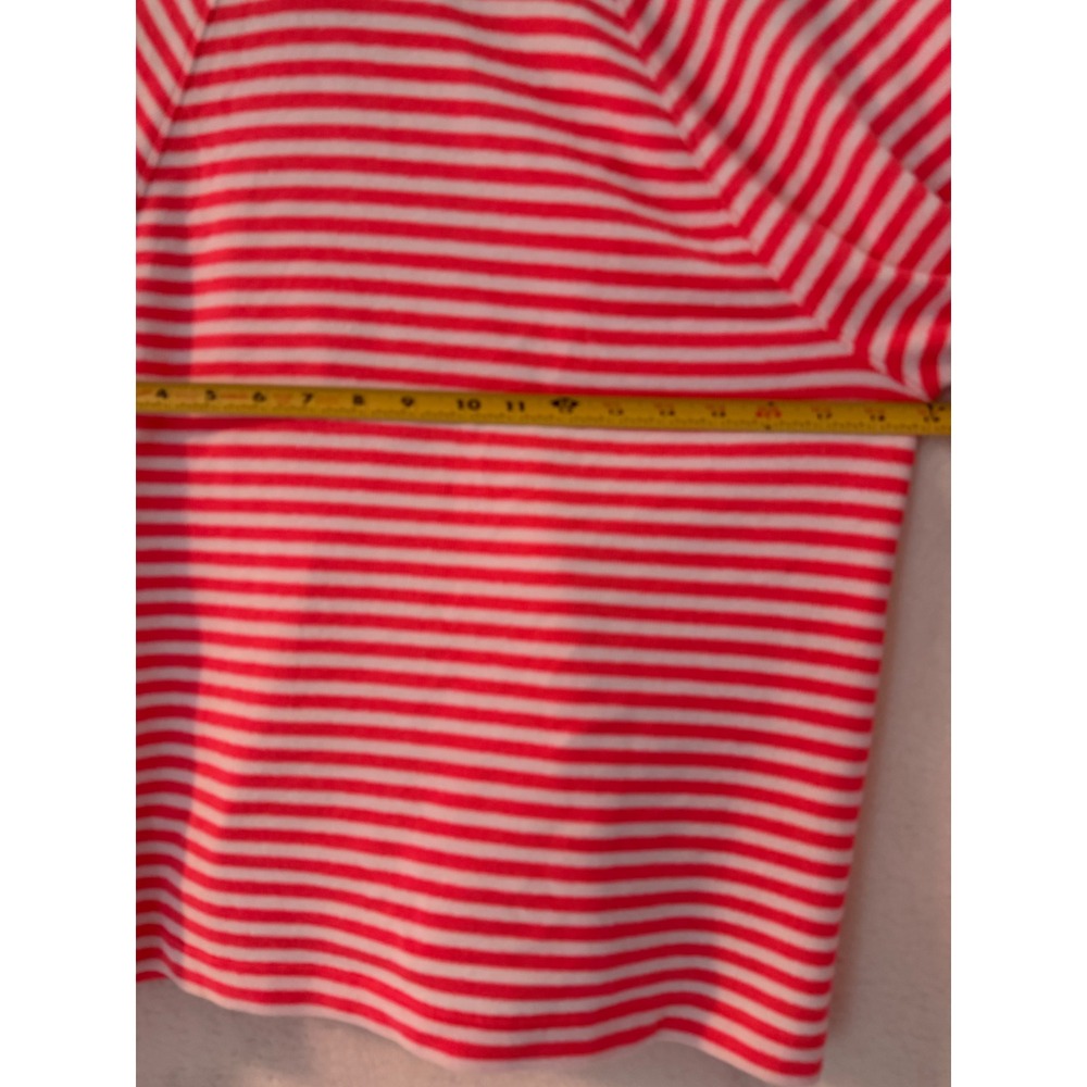 Lilly Pulitzer Pink White Striped V-Neck Pullover Sweater Kangaroo Pocket Medium